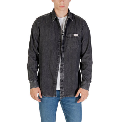 Calvin Klein Jeans Men's Long-Sleeve Denim Cotton Shirt - Black