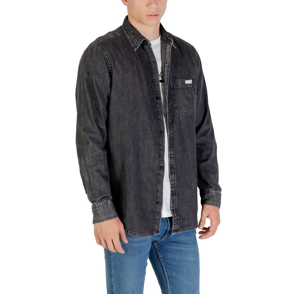 Calvin Klein Jeans Men's Long-Sleeve Denim Cotton Shirt - Black