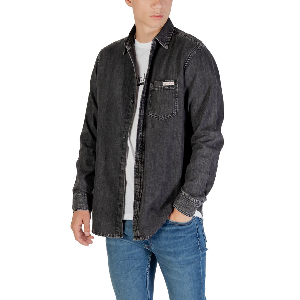 Calvin Klein Jeans Men's Long-Sleeve Denim Cotton Shirt - Black