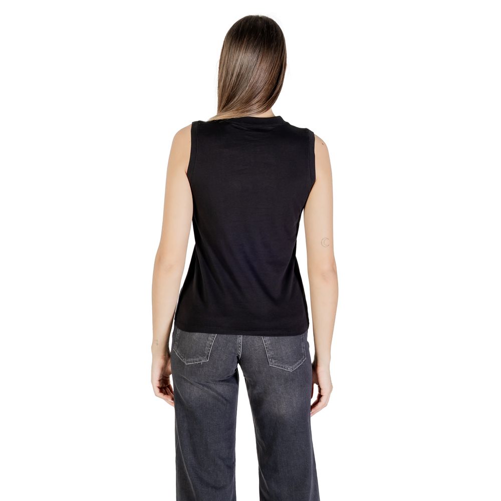 Calvin Klein Jeans Women's Sleeveless Crew-Neck Cotton & Silcone T-Shirt - Black