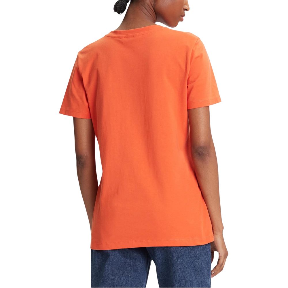 T-Shirt by Tommy Hilfiger for women in cotton orange showcases a chic silhouette, artfully detailed with a chic crew neckline and for a chic finish.