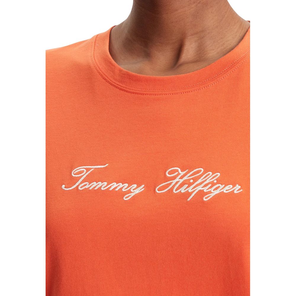 T-Shirt by Tommy Hilfiger for women in cotton orange showcases a unassuming silhouette, artfully detailed with a refined and unassuming for a sophisticated, contemporary look.