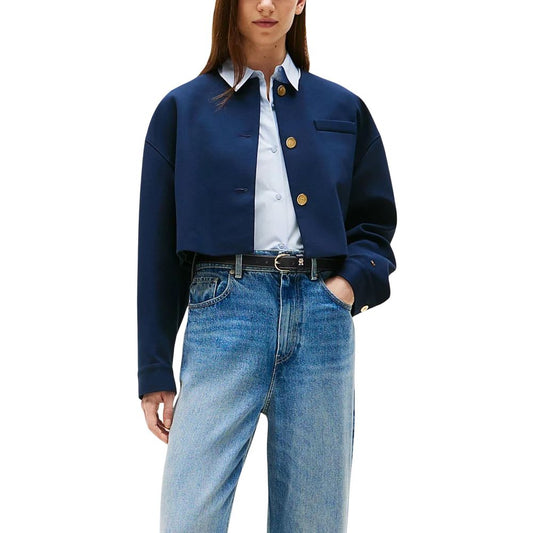 Blazer by Tommy Hilfiger for women in denim polyamide & viscose blue & gold features an crisp silhouette with sophisticated and a crisp for a truly crisp finish.