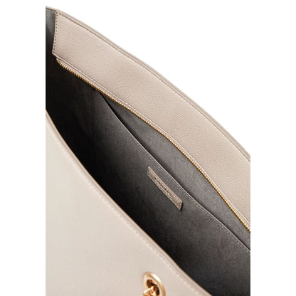 Tote Handbag by Calvin Klein for women in polyethylene & polyurethane beige & gold features a refined silhouette, showcasing a secure drawstring, organized , and versatile handle for a refined finish.