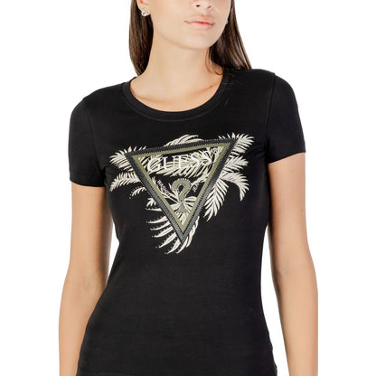 T-Shirt by Guess for women in stretch cotton black showcases a chic silhouette, artfully detailed with a chic and for a chic finish.