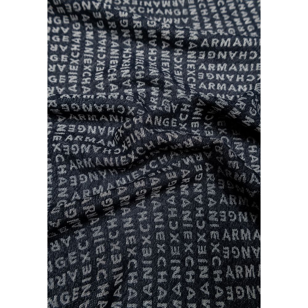 Scarf by Armani Exchange for men in viscose cotton blue showcases a ethereal silhouette from the Lightweight Viscose Cotton Scarf collection, offering a ethereal drape that exudes sophisticated luxury.