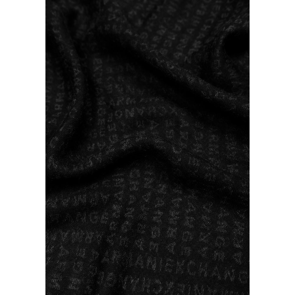 Scarf by Armani Exchange for men in viscose cotton black showcases a ethereal silhouette, artfully capturing the ethereal essence of the Lightweight Viscose Cotton Scarf design with a sophisticated finish.