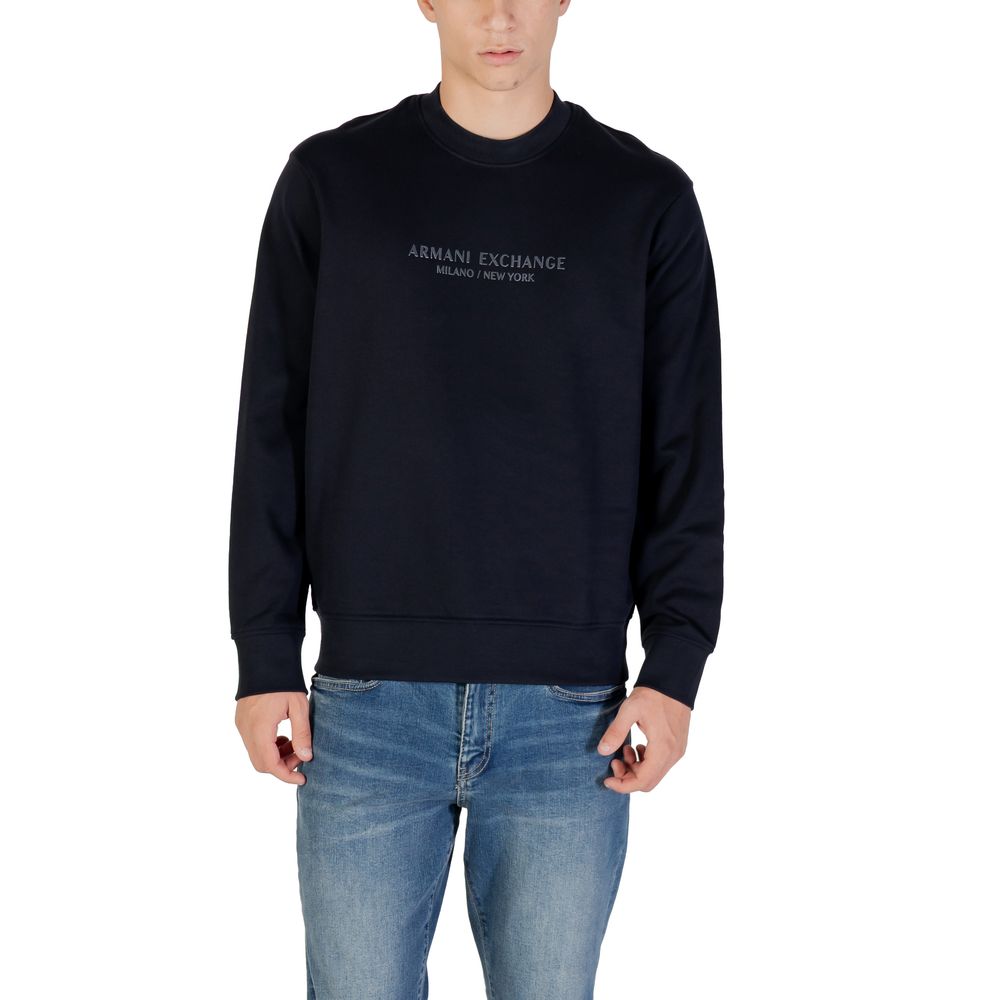 Activewear Sweatshirt by Armani Exchange for men in cotton blue presents a dynamic silhouette, featuring a dynamic crew neckline and detailed with functional .