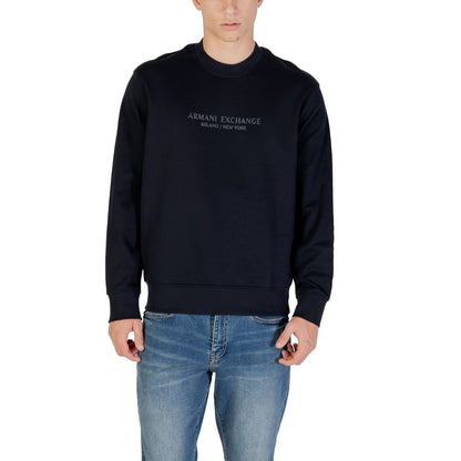 Activewear Sweatshirt by Armani Exchange for men in cotton blue presents a dynamic silhouette, featuring a dynamic crew neckline and detailed with functional .