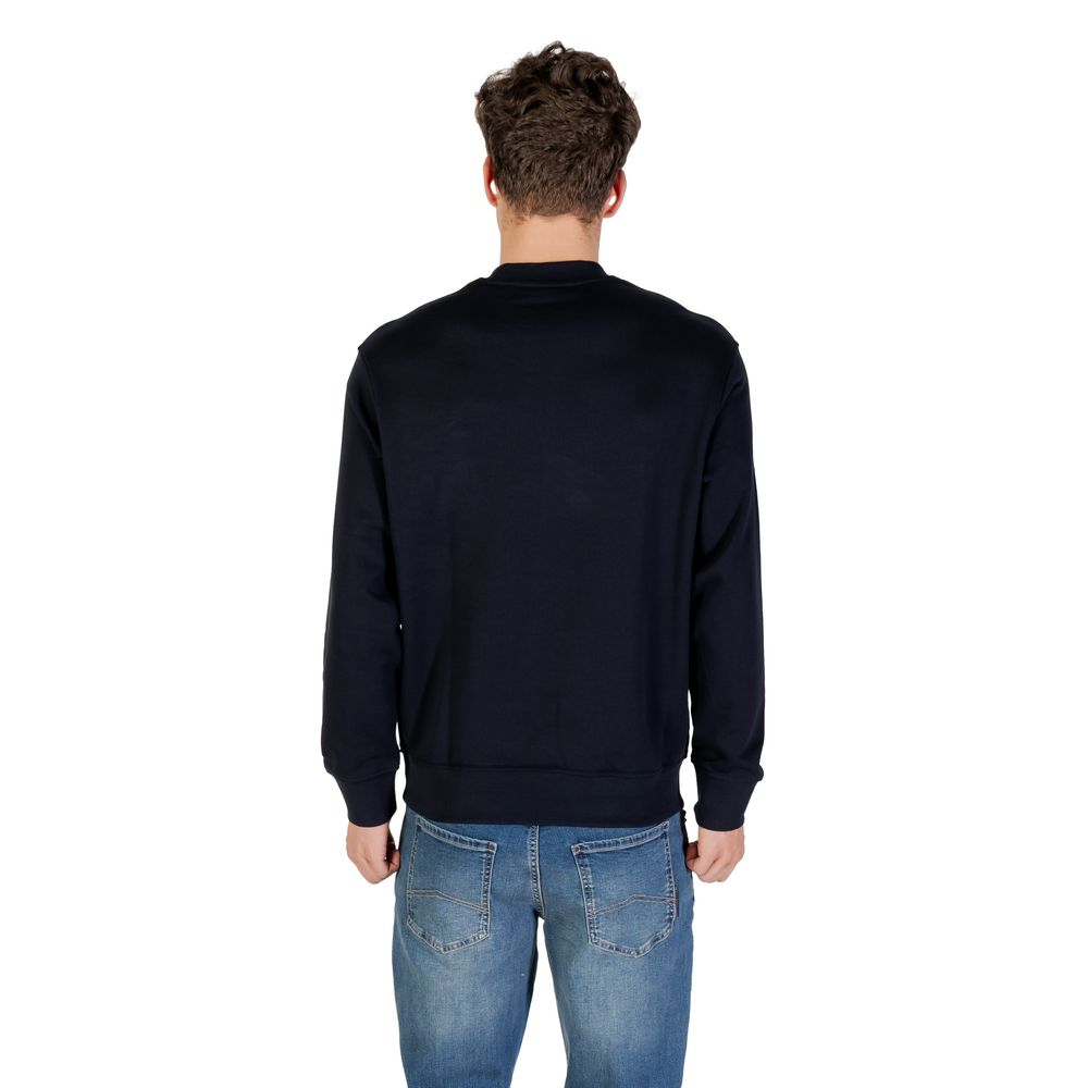 Activewear Sweatshirt by Armani Exchange for men in cotton blue presents a sporty silhouette, showcasing a sophisticated crew neckline and detailed with premium for a sporty finish.