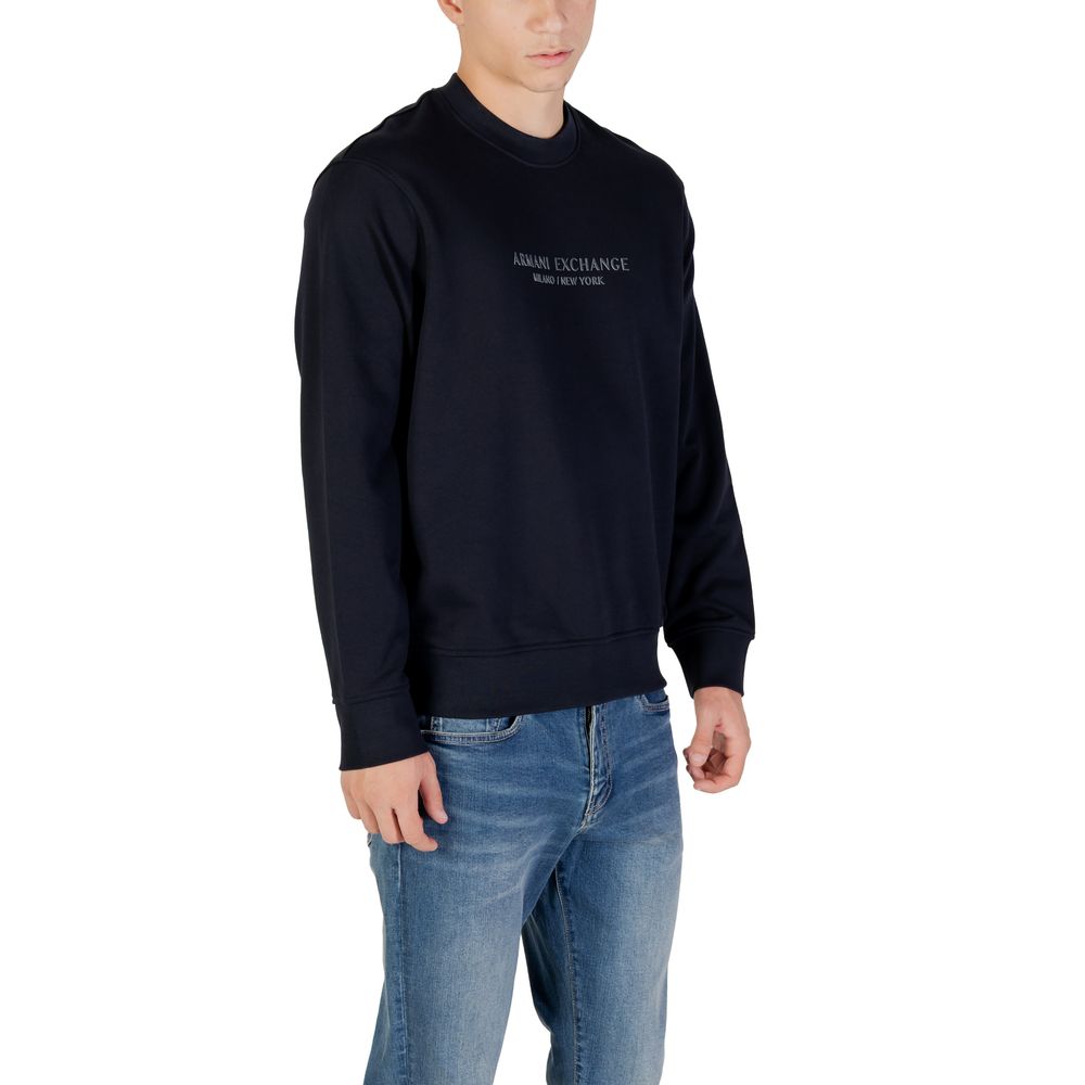 Activewear Sweatshirt by Armani Exchange for men in cotton blue features an streamlined silhouette, showcasing the streamlined crew neckline and with functional for a premium, athletic look.