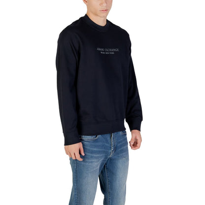 Activewear Sweatshirt by Armani Exchange for men in cotton blue features an streamlined silhouette, showcasing the streamlined crew neckline and with functional for a premium, athletic look.