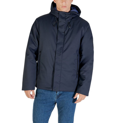 EA7 Emporio Armani City Men's Polyester Hooded Overcoat - Blue