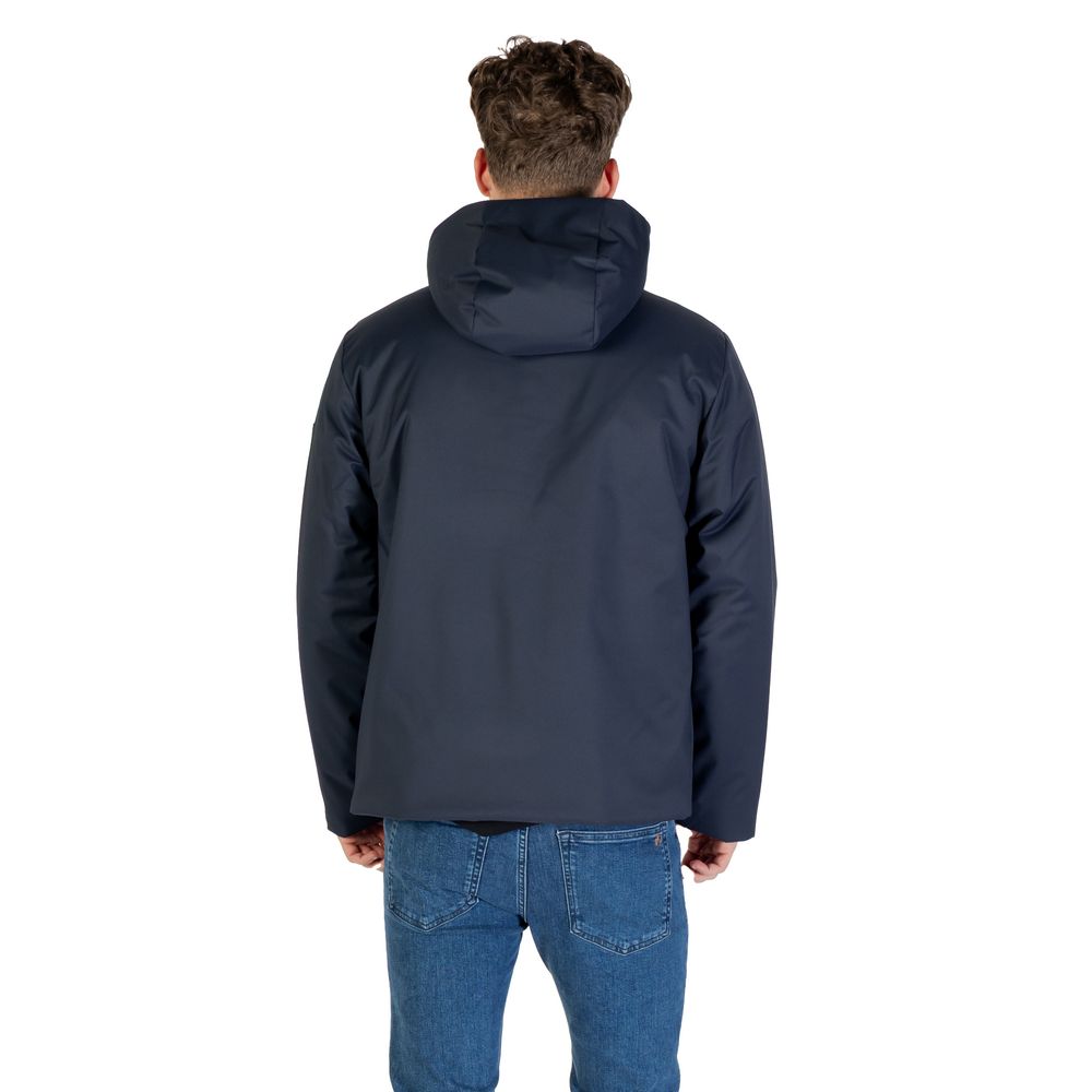 EA7 Emporio Armani City Men's Polyester Hooded Overcoat - Blue