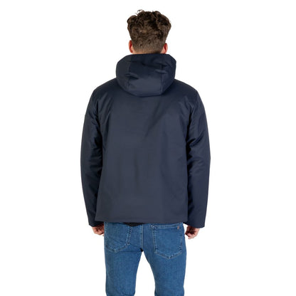 EA7 Emporio Armani City Men's Polyester Hooded Overcoat - Blue