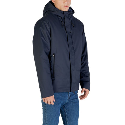 EA7 Emporio Armani City Men's Polyester Hooded Overcoat - Blue