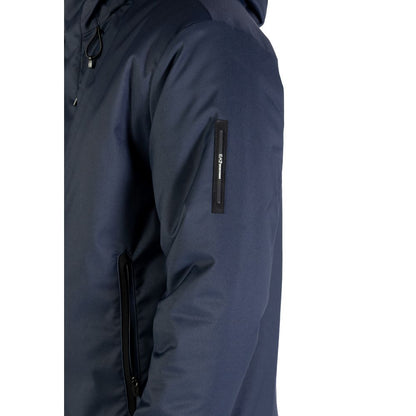EA7 Emporio Armani City Men's Polyester Hooded Overcoat - Blue