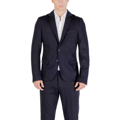 Blazer by Antony Morato for men in stretch viscose blue showcases a polished silhouette, highlighted by a refined and polished for a sophisticated finish.