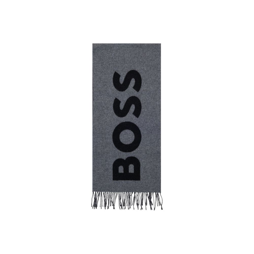 Scarf by Hugo Boss for men in polyamide wool gray presents a ethereal silhouette, artfully capturing the essence of the ethereal Polyamide Wool Scarf design for a sophisticated look.