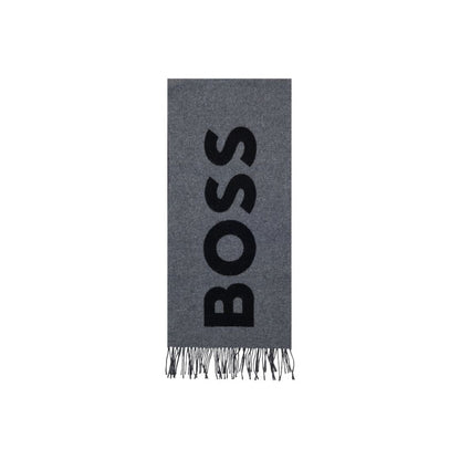 Scarf by Hugo Boss for men in polyamide wool gray presents a ethereal silhouette, artfully capturing the essence of the ethereal Polyamide Wool Scarf design for a sophisticated look.