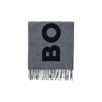 Scarf by Hugo Boss for men in polyamide wool gray showcases a ethereal silhouette, artfully capturing the essence of the ethereal Polyamide Wool Scarf design for a sophisticated look.