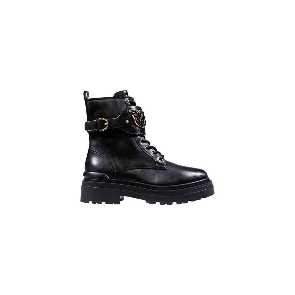 Lace-Up Ankle Boots by PINKO for women in polyurethane leather & rubber black & gold features an performance-driven Women's Polyurethane Leather & Rubber Lace-Up Ankle Boots silhouette, defined by a sophisticated and a performance-driven .