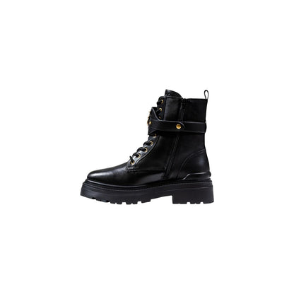 Lace-Up Ankle Boots by PINKO for women in polyurethane leather & rubber black & gold showcases a ergonomic silhouette from the Women's Polyurethane Leather & Rubber Lace-Up Ankle Boots collection, featuring a ergonomic and a ergonomic .