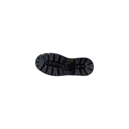 Lace-Up Ankle Boots by PINKO for women in polyurethane leather & rubber black & gold features an dynamic silhouette, showcasing the dynamic Women's Polyurethane Leather & Rubber Lace-Up Ankle Boots design with its distinctive and elegant .