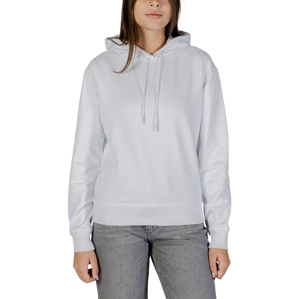 Hooded Hoodie by Calvin Klein Jeans for women in polyester cotton terrycloth white features a edgy silhouette, detailed with a edgy hooded neckline and for a refined finish.