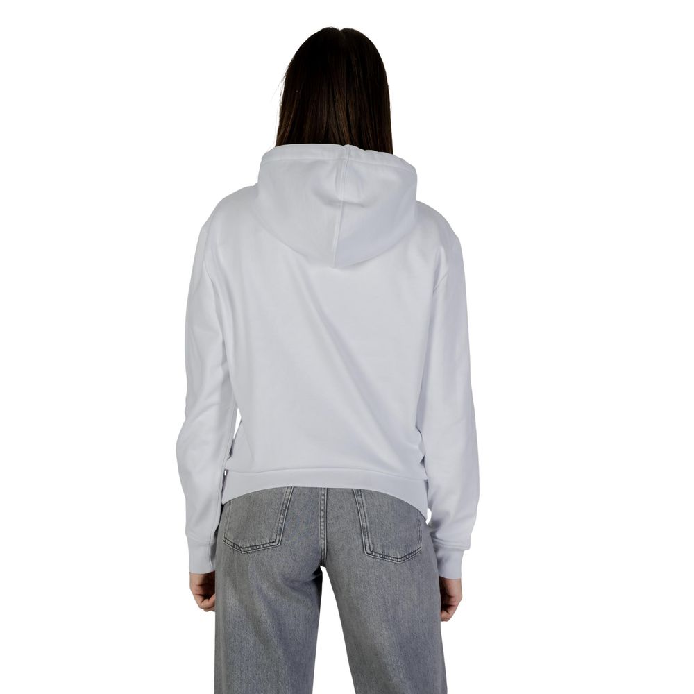 Hooded Hoodie by Calvin Klein Jeans for women in polyester cotton terrycloth white features an luminous silhouette, showcasing a sophisticated hooded neckline and for a truly luminous look.