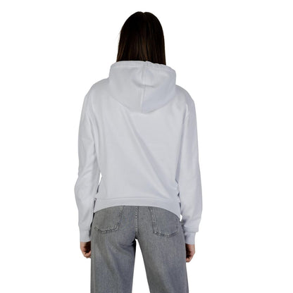 Hooded Hoodie by Calvin Klein Jeans for women in polyester cotton terrycloth white features an luminous silhouette, showcasing a sophisticated hooded neckline and for a truly luminous look.