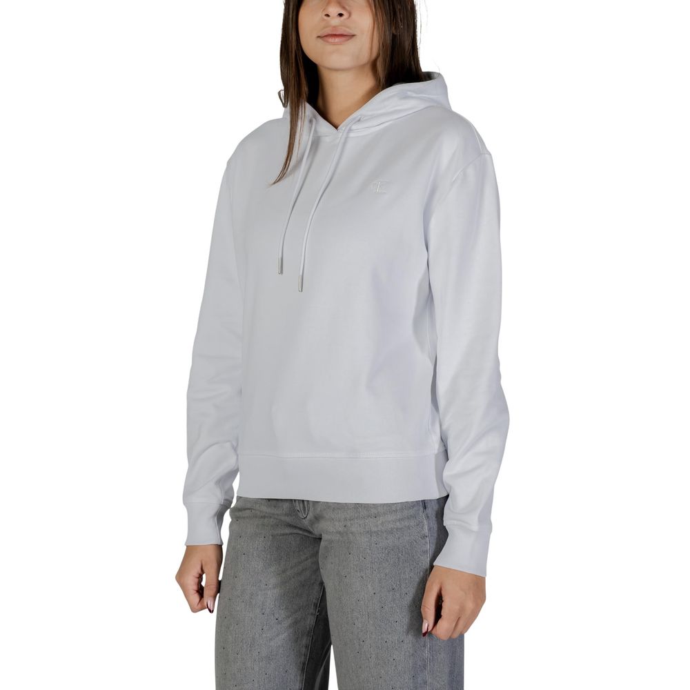 Hooded Hoodie by Calvin Klein Jeans for women in polyester cotton terrycloth white features an dramatic silhouette, showcasing a sophisticated hooded neckline and dramatic for a refined, modern aesthetic.