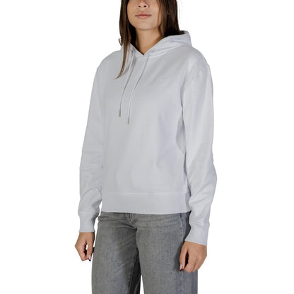 Hooded Hoodie by Calvin Klein Jeans for women in polyester cotton terrycloth white features an dramatic silhouette, showcasing a sophisticated hooded neckline and dramatic for a refined, modern aesthetic.