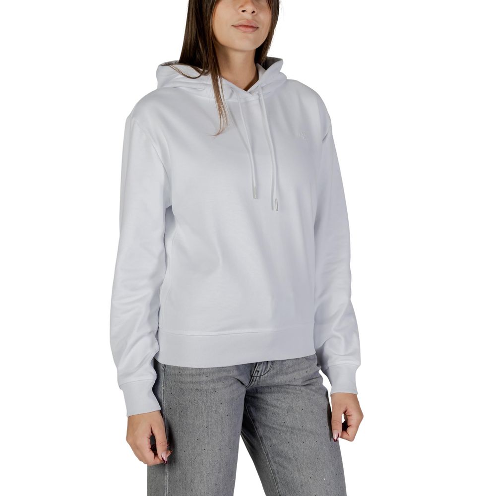 Hooded Hoodie by Calvin Klein Jeans for women in polyester cotton terrycloth white features a slouchy chic silhouette, detailed with a slouchy chic and a signature hooded neckline for an elevated aesthetic.