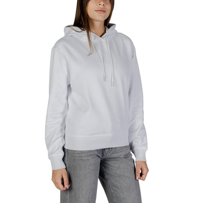 Hooded Hoodie by Calvin Klein Jeans for women in polyester cotton terrycloth white features a slouchy chic silhouette, detailed with a slouchy chic and a signature hooded neckline for an elevated aesthetic.