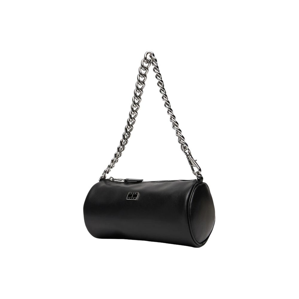Shoulder Handbag by Tommy Hilfiger Jeans for women in leather black features a ornamental silhouette, showcasing a secure zipper, ample , and ornamental shoulder-strap for a sophisticated look.