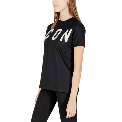 T-Shirt by Icon for women in cotton black showcases a chic silhouette, artfully detailed with a chic crew neckline and for a chic finish.