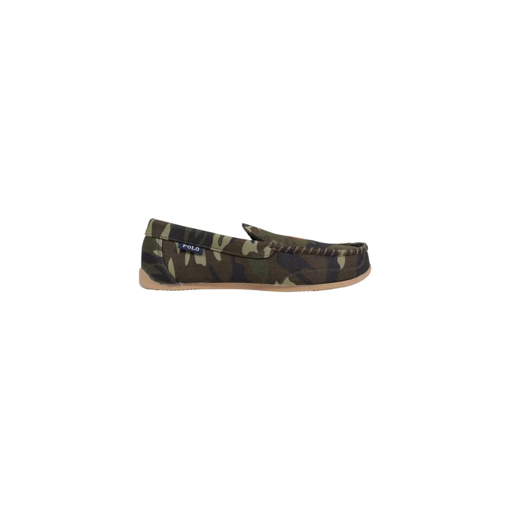 Moccasin Slippers by Ralph Lauren for men in textile green & camouflage presents a effortless silhouette, showcasing the elegant Men's Textile Moccasin Slippers design with its unique and sophisticated .