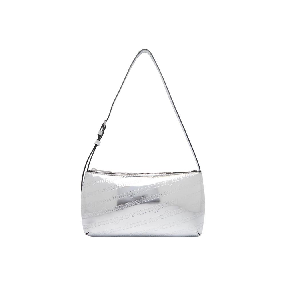 This Shoulder Handbag by Tommy Hilfiger Jeans for women in polyethylene & polyurethane and silver presents a sculptural silhouette featuring a secure zipper, ample , and versatile shoulder-strap & adjustable-strap for a sculptural finish.