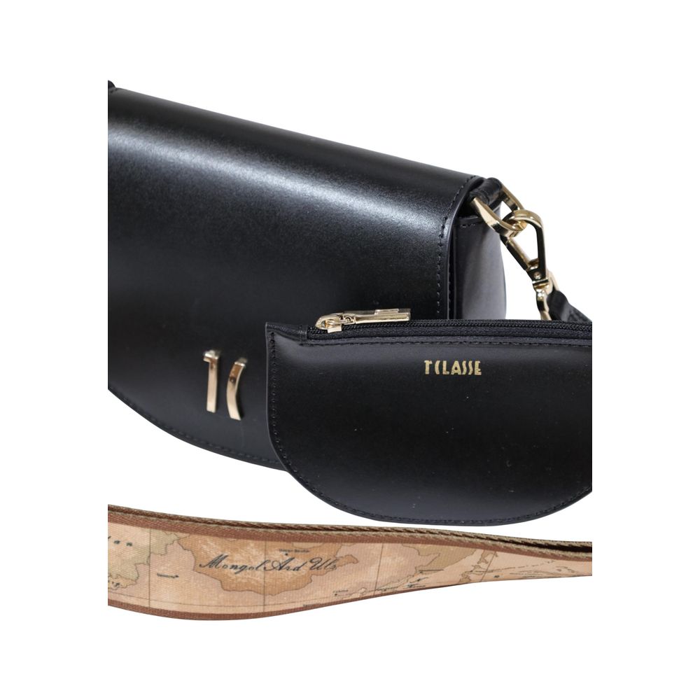 Crossbody-Shoulder Handbag by Alviero Martini Prima Classe for women in leather black features a ornamental silhouette, showcasing a secure , ample , and ornamental crossbody-strap, shoulder-strap & adjustable-strap for a sophisticated look.