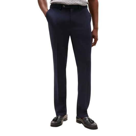 Trousers by Tommy Hilfiger for men in stretch polyester & viscose blue features a tailored silhouette with a tailored , defined by its long and a sophisticated .