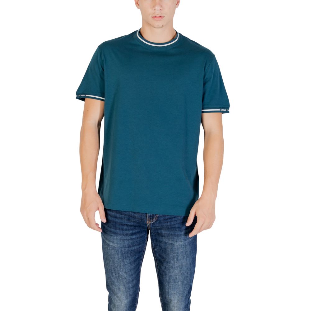 T-Shirt by Armani Exchange for men in cotton black features an edgy silhouette, meticulously detailed with a sophisticated and crew neckline for a truly edgy finish.