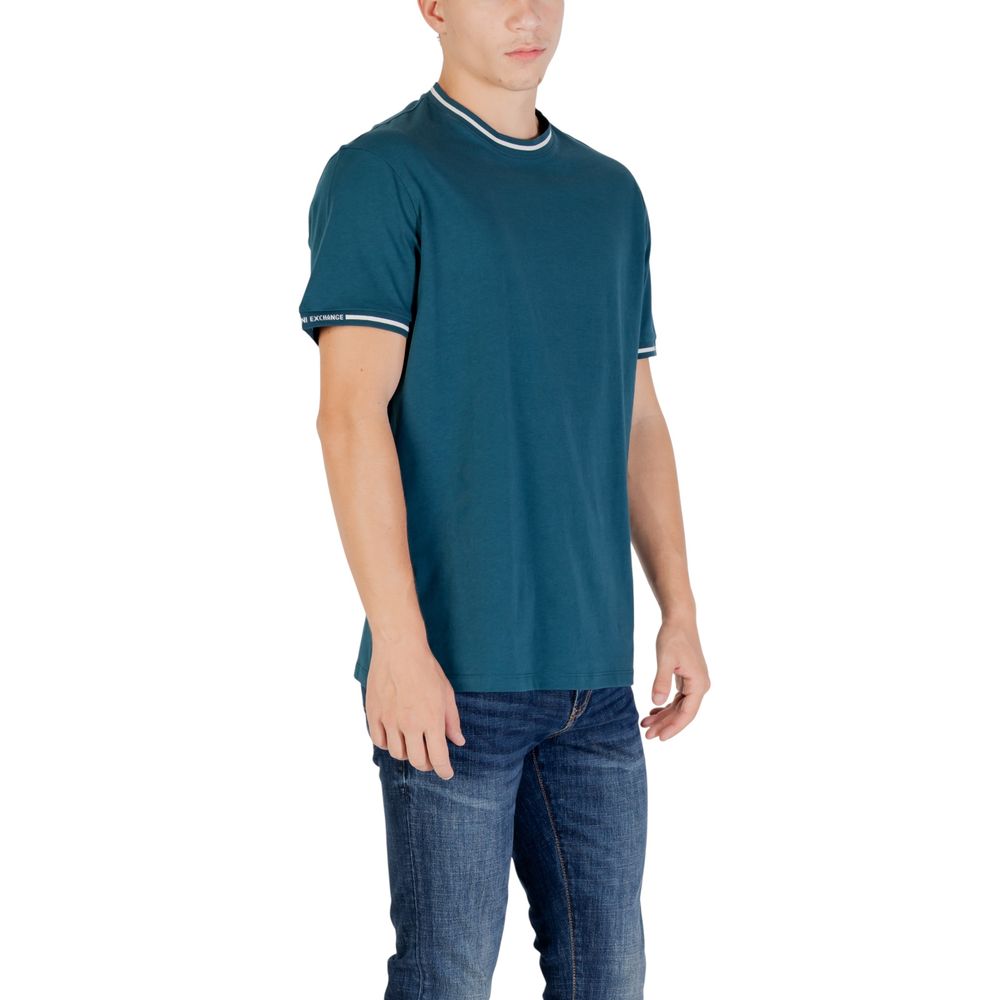 T-Shirt by Armani Exchange for men in cotton black showcases a unassuming silhouette, artfully detailed with a refined crew neckline and unassuming for a sophisticated, contemporary look.
