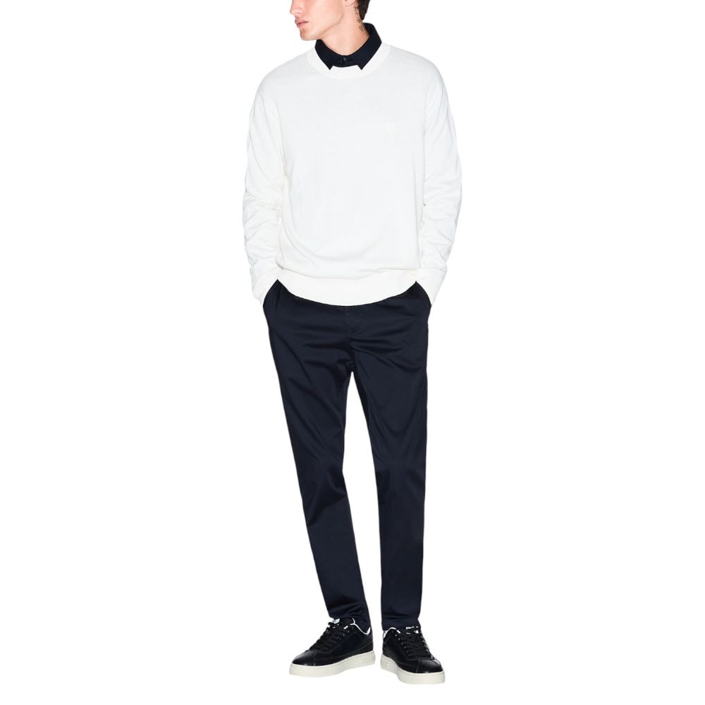 Armani Exchange Men's Lightweight Crew-Neck Silk Cotton & Viscose Sweatshirt - Cream