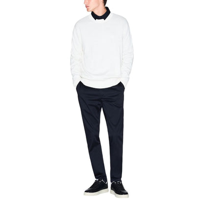 Armani Exchange Men's Lightweight Crew-Neck Silk Cotton & Viscose Sweatshirt - Cream