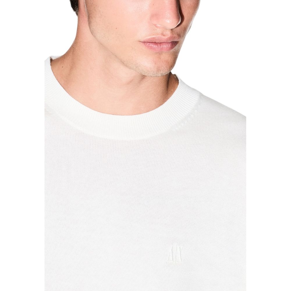 Armani Exchange Men's Lightweight Crew-Neck Silk Cotton & Viscose Sweatshirt - Cream
