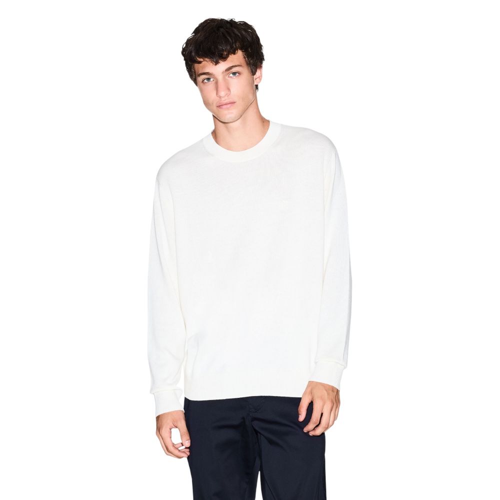 Armani Exchange Men's Lightweight Crew-Neck Silk Cotton & Viscose Sweatshirt - Cream