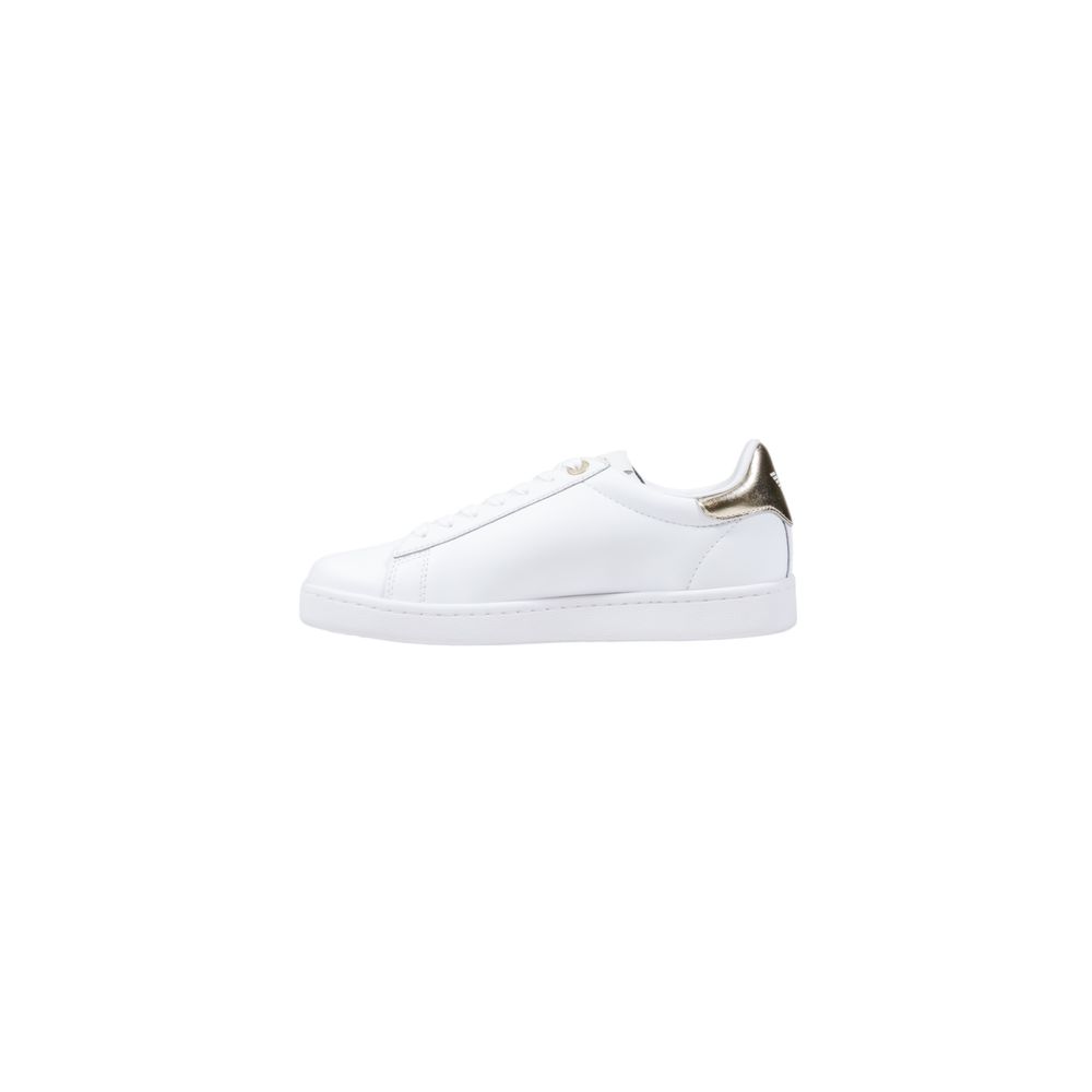 Sneakers by EA7 Emporio Armani for women in leather & rubber white presents a sumptuous silhouette as Women's Low-Top Casual Leather & Rubber Sneakers, expertly defined by a sumptuous low-top casual style for a sumptuous, high-fashion look.