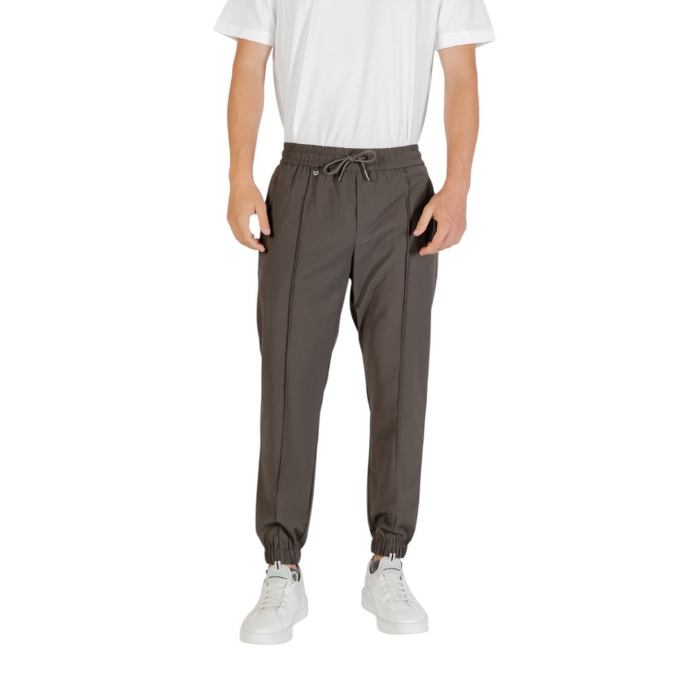 Trousers by Antony Morato for men in stretch polyester & viscose green features a artisanal silhouette, showcasing a sophisticated regular-fit with a long and for a artisanal finish.