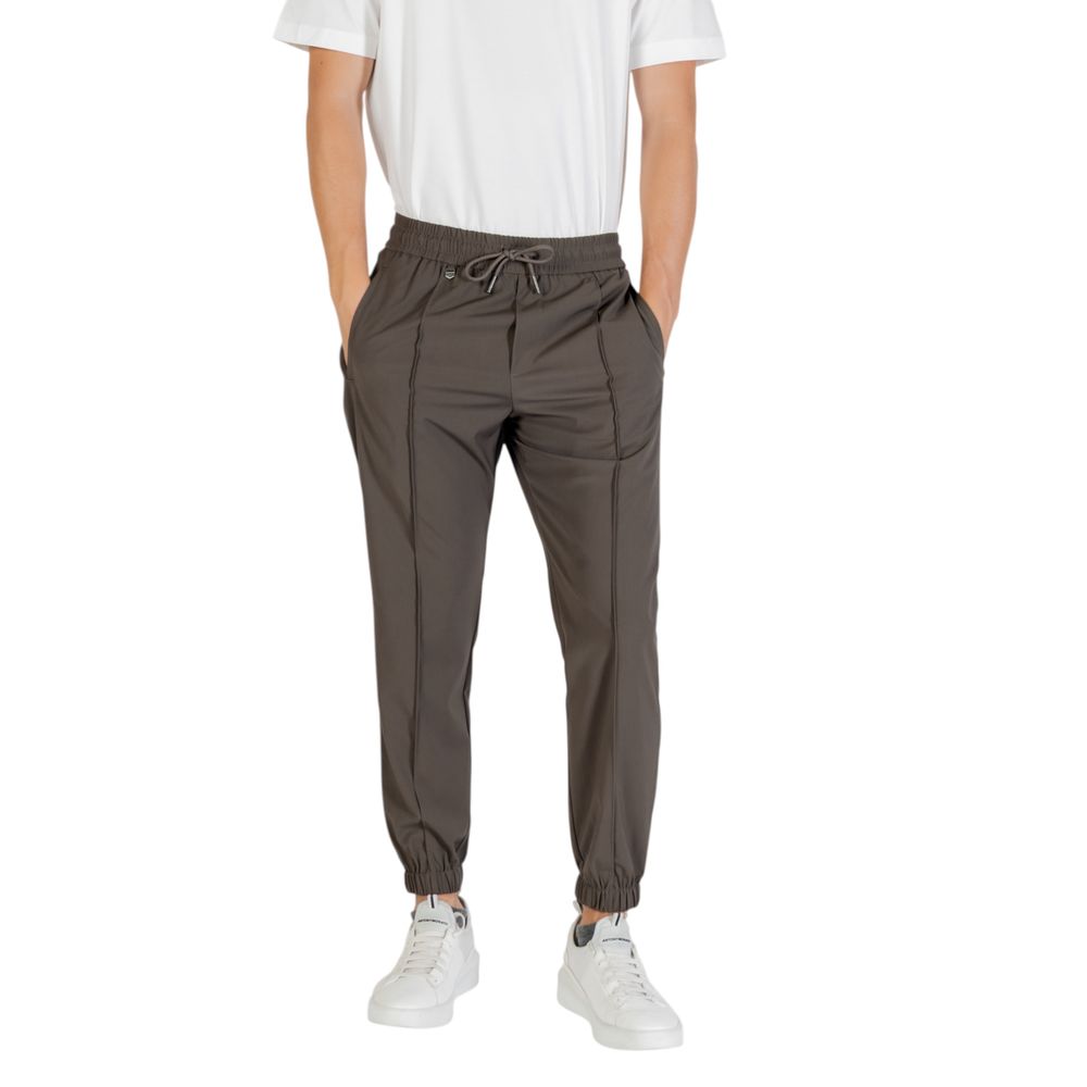 Trousers by Antony Morato for men in stretch polyester & viscose green features a artisanal silhouette, showcasing a sophisticated regular-fit with a long and for a artisanal finish.